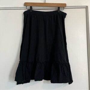 Y2K flowy jersey cotton peasant skirt stretch waist black size small ruffle